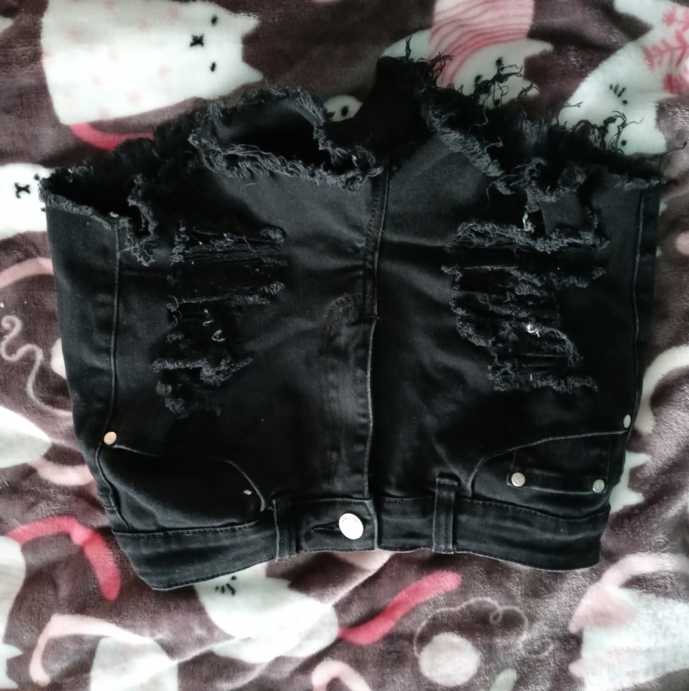 Black Ripped Shorts